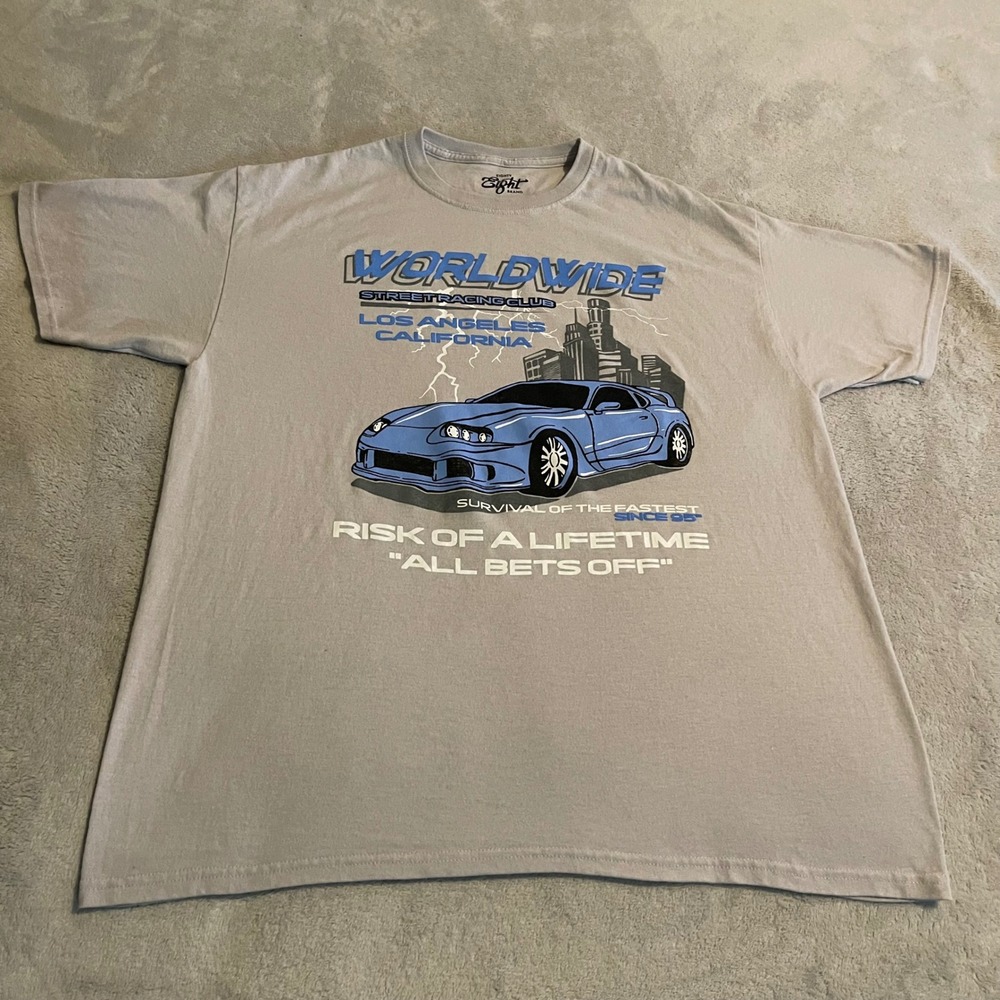 Car Eighty Eight Brand Mens XL Worldwide Street Racing Club Graphic T-Shirt Gray